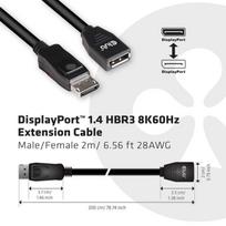 displayport 1.4 kabelis - Club 3D DisplayPort 1.4 HBR3 Extension Cable 8K60Hz 2m Black - 3 nuotrauka