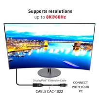 displayport 1.4 kabelis - Club 3D DisplayPort 1.4 HBR3 Extension Cable 8K60Hz 2m Black - 6 nuotrauka