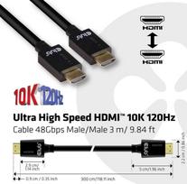 hdmi 2.1 kabelis - Club 3D Ultra High Speed HDMI™ Cable 10K 120Hz 3m Black - 4 nuotrauka
