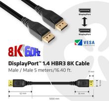 displayport 1.4 kabelis - Club 3D DisplayPort 1.4 HBR3 8K Cable 5m Black - 4 nuotrauka