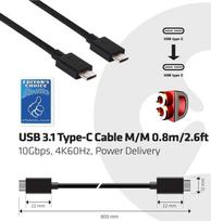 active usb cable - Club 3D USB 3.1 Type-C Cable 10Gbps 4K60Hz PD 100W M/M 0.8m Black - 4 nuotrauka