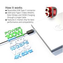 active usb cable - Club 3D USB 3.1 Type-C Cable 10Gbps 4K60Hz PD 100W M/M 0.8m Black - 8 nuotrauka