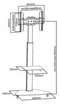 led floor - Sbox FS-500 Floor Flat Screen LED TV Stand Black/Silver - 2 nuotrauka