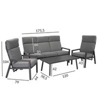 senukai kedes lauko - Home4you Casper Garden Furniture Set Dark Grey - 9 nuotrauka