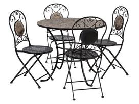 Home4you Mosaic Table And 4 Chairs Grey/Black