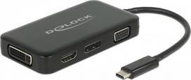 hdmi type c laidas - Delock USB Type-C To VGA/HDMI/DVI/DisplayPort Black - 1 nuotrauka