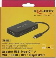 hdmi type c laidas - Delock USB Type-C To VGA/HDMI/DVI/DisplayPort Black - 2 nuotrauka