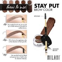antakiu gelis - Milani Stay Put Brow Color 2.6g 02 - 4 nuotrauka