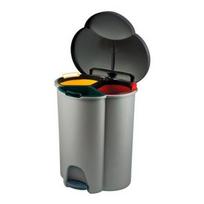 siuksliadezes rusiavimui - Curver Trio Recycling Pedal Bin 40l Silver - 4 nuotrauka