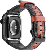apple watch apyrankes 40mm - Dux Ducis Canvas Leather Band For Apple Watch 38/40mm Black/Brown - 3 nuotrauka