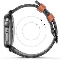 apple watch apyrankes 40mm - Dux Ducis Canvas Leather Band For Apple Watch 38/40mm Black/Brown - 4 nuotrauka
