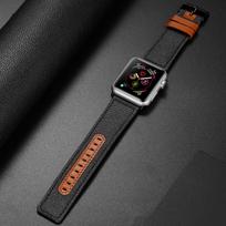 apple watch apyrankes 40mm - Dux Ducis Canvas Leather Band For Apple Watch 38/40mm Black/Brown - 6 nuotrauka