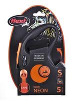 pavadelis flexi s 5m - FLEXI New Neon S Tape 5m orange automatinis pavadėlis - 6 nuotrauka