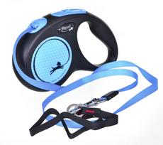 pavadelis flexi s - FLEXI New Neon S Tape 5 m blue automatinis pavadėlis - 4 nuotrauka