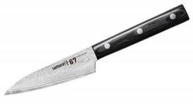 damascus peiliai - Samura DAMASCUS 67 Universal Kitchen knife 3.9"/ 98mm with Wooden handle - 1 nuotrauka