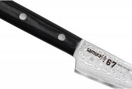 damascus peiliai - Samura DAMASCUS 67 Universal Kitchen knife 3.9"/ 98mm with Wooden handle - 3 nuotrauka