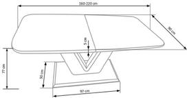 isskleidziamas stalas 90 - Valgomojo stalas Halmar Mistral, 1600-2200x900x770 mm - 8 nuotrauka