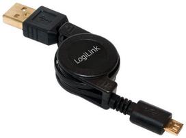 kabelis usb type a to type b - LogiLink Cable USB to USB-micro Black 0.75m - 1 nuotrauka