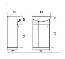 praustuvas 70 cm su spintele - Vonios spintelė su praustuvu, Riva SA44, balta - 2 nuotrauka