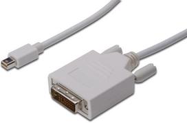 displayport dvi kabelis - Assmann Adapter Cable Displayport-mini / DVI-D White 2m - 1 nuotrauka