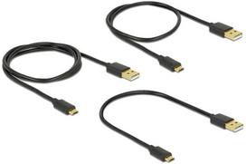micro usb b - Delock Data And Fast Charging Cable USB 2.0 A / Micro-B 3 Pieces Set Black - 2 nuotrauka