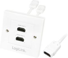 hdmi kabelis baltas - LogiLink 2 x HDMI Wall Mount Plate AH0015 - 1 nuotrauka