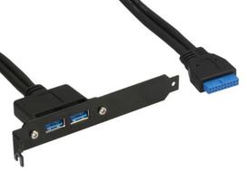 2x 3.5 - InLine Slot Bracket USB 3.0 x4  Black 0.5m - 1 nuotrauka