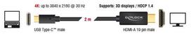 usb c hdmi cable - Delock Cable USB / HDMI Black 2m - 2 nuotrauka