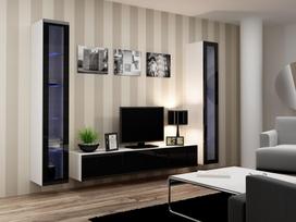 40 tv stovas - Cama Meble Vigo 180 TV Stand White/Black Gloss - 5 nuotrauka
