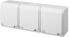 kistukiniai lizdai senukai - Kištukinis lizdas trivietis Elektro-Plast Hermes 0326-02, baltas - 1 nuotrauka
