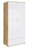 Black Red White Zele Wardrobe 90x195cm Wotan Oak/White Gloss