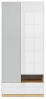 Black Red White Nandu Wardrobe 90x200.5x55cm Gray/Oak/White
