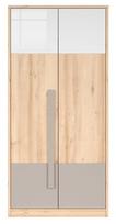 komodas spintos - Black Red White Namek 2 Doors Wardrobe Beech/White/Grey - 2 nuotrauka
