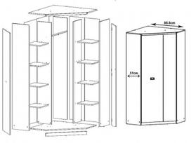 kampines spintos - Black Red White Malcolm II Corner Wardrobe - 4 nuotrauka