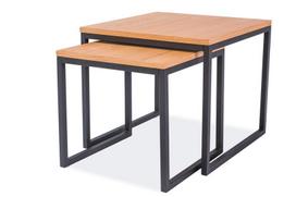 2 ju kavos staliuku komplektas - Signal Meble Largo Duo Table Set Oak - 2 nuotrauka
