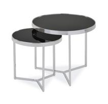 ermitazas stalai - Signal Meble Delia II Coffee Table Set Black - 2 nuotrauka