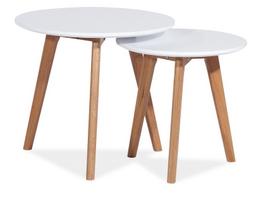 ermitazas stalai - Signal Meble Milan S2 A Set Of Two Coffee Tables White/Oak - 2 nuotrauka