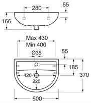 gustavsberg nordic3 - Gustavsberg Small Bathroom Sink Nordic3 410050 - 2 nuotrauka