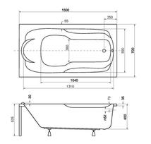 senukai akrilines vonios - Besco Piramida Bona Bath White 150x70x50cm - 3 nuotrauka