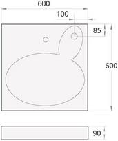 akmens mases praustuvai - Paa Claro 600x600mm Washbasin White with Fixings - 2 nuotrauka