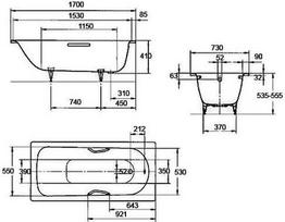kaldewei plienine - Kaldewei Saniform Plus Bath White 170x73 - 4 nuotrauka