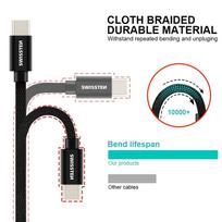type c to type c laidas 2m - Swissten Textile USB To USB Type-C 3.1 Charge Cable 1.2m Black - 3 nuotrauka