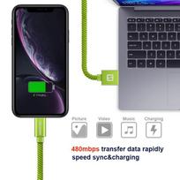 pakrovejas lightning - Swissten Textile USB To Apple Lighting Fast Charge Cable 2m Green - 3 nuotrauka