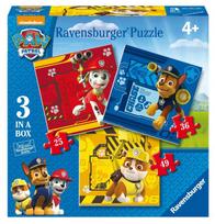 paw patrol rubble - Ravensburger Puzzle Paw Patro Rubble, Marshall And Chase 3in1 07057 - 1 nuotrauka