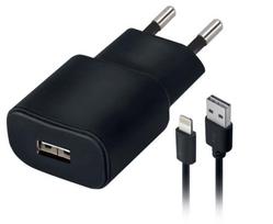 Forever TC-01 USB Wall Charger 2A + Apple Lightning Cable 1.2m Black