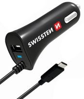 Swissten Premium USB/USB-C Car Charger 100cm Black