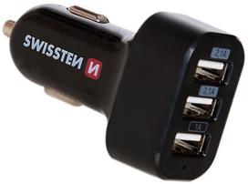 ikroviklis usb 5v 2 1a - Swissten Tripple USB Premium Car Charger Black - 1 nuotrauka