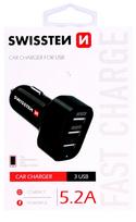 ikroviklis usb 5v 2 1a - Swissten Tripple USB Premium Car Charger Black - 2 nuotrauka