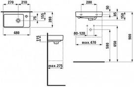 praustuvas rankom - Laufen Pro S 480x280mm Washbasin Right White - 3 nuotrauka