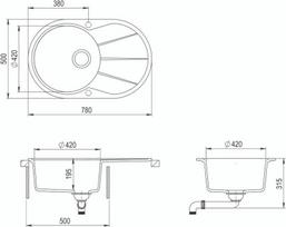 akmens mases plautuve 50 50 - Aquasanita SR101 Black 780x500mm - 2 nuotrauka